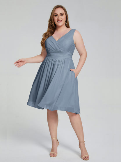 Callie V Neck Midi Mother Of The Bride Dresses With Pockets