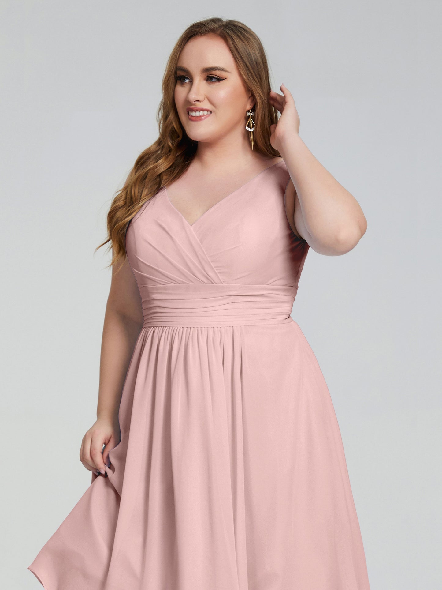 Callie V Neck Midi Mother Of The Bride Dresses With Pockets