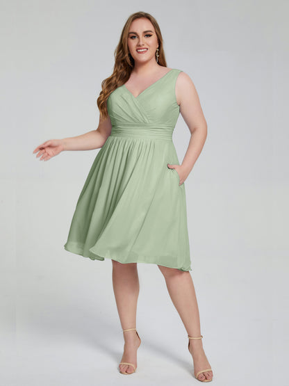 Callie V Neck Midi Mother Of The Bride Dresses With Pockets