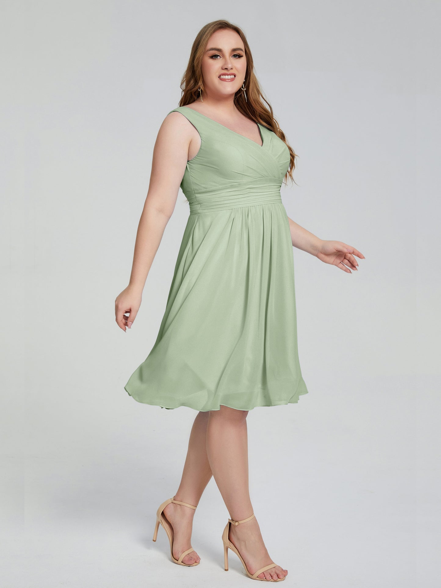 Callie V Neck Midi Mother Of The Bride Dresses With Pockets