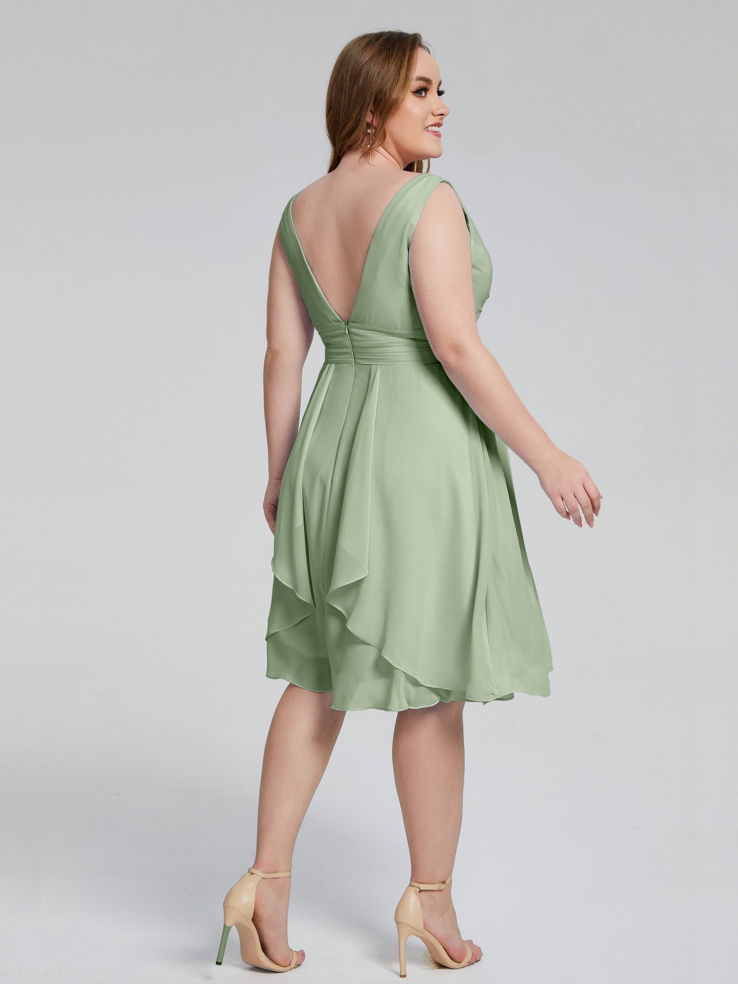 Callie V Neck Midi Mother Of The Bride Dresses With Pockets