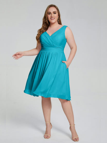 Callie V Neck Midi Mother Of The Bride Dresses With Pockets
