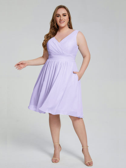 Callie V Neck Midi Mother Of The Bride Dresses With Pockets