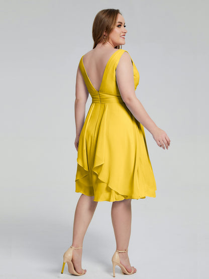 Callie V Neck Midi Mother Of The Bride Dresses With Pockets