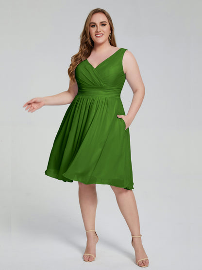 Callie V Neck Midi Mother Of The Bride Dresses With Pockets