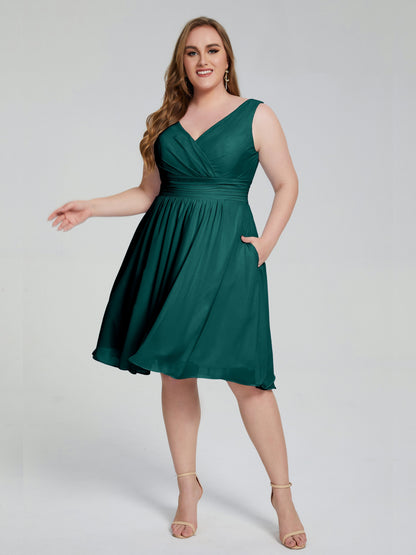 Callie V Neck Midi Mother Of The Bride Dresses With Pockets