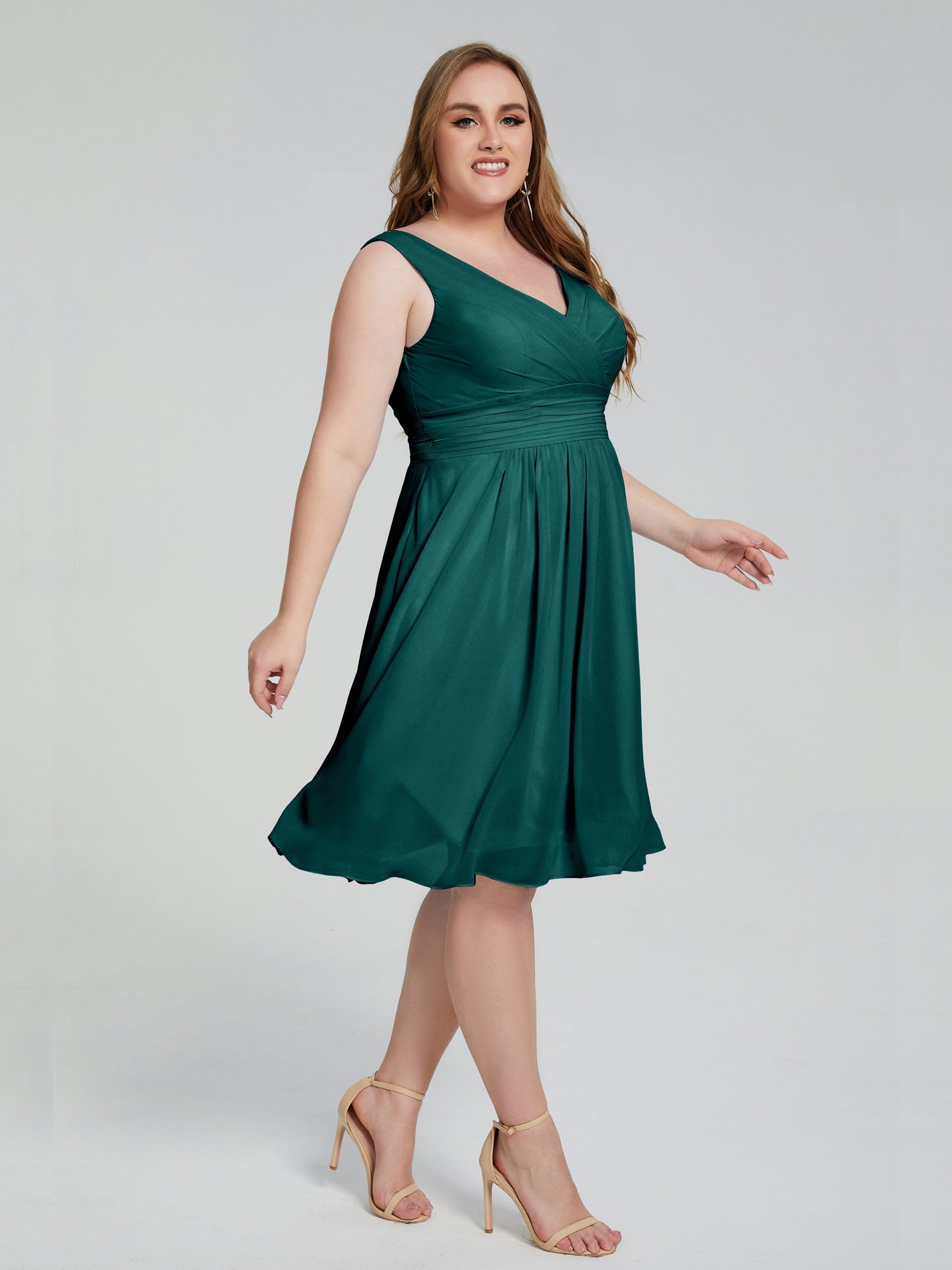 Callie V Neck Midi Mother Of The Bride Dresses With Pockets