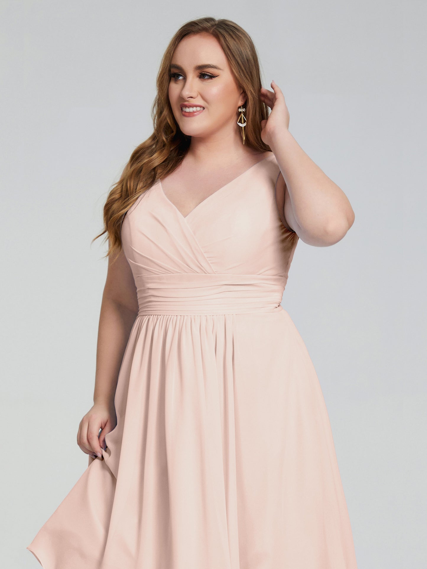 Callie V Neck Midi Mother Of The Bride Dresses With Pockets