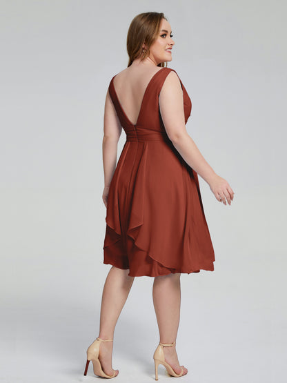 Callie V Neck Midi Mother Of The Bride Dresses With Pockets