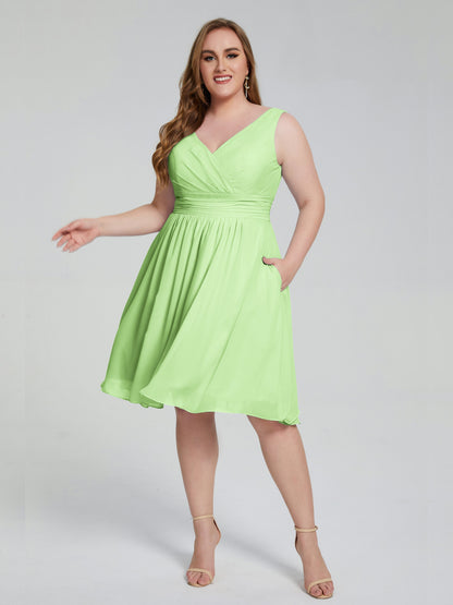 Callie V Neck Midi Mother Of The Bride Dresses With Pockets
