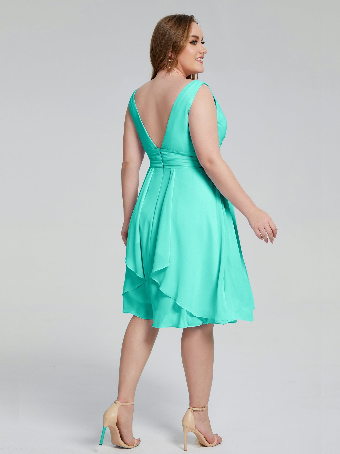 Callie V Neck Midi Mother Of The Bride Dresses With Pockets