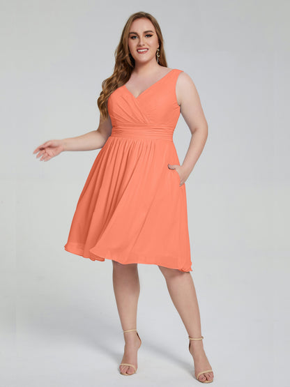 Callie V Neck Midi Mother Of The Bride Dresses With Pockets
