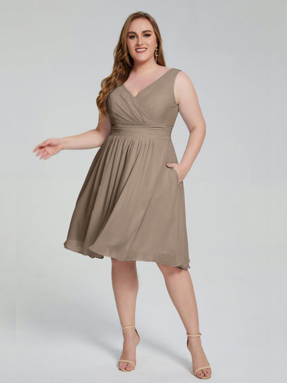 Callie V Neck Midi Mother Of The Bride Dresses With Pockets