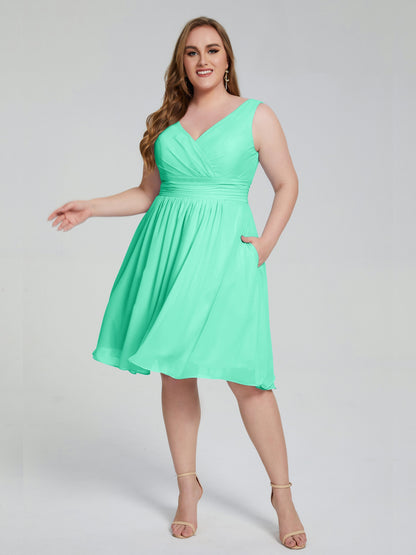 Callie V Neck Midi Mother Of The Bride Dresses With Pockets
