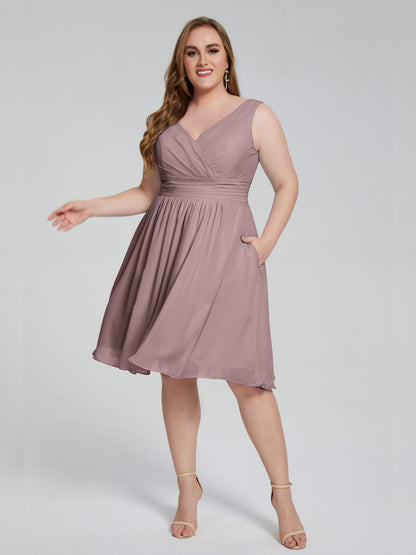 Callie V Neck Midi Mother Of The Bride Dresses With Pockets