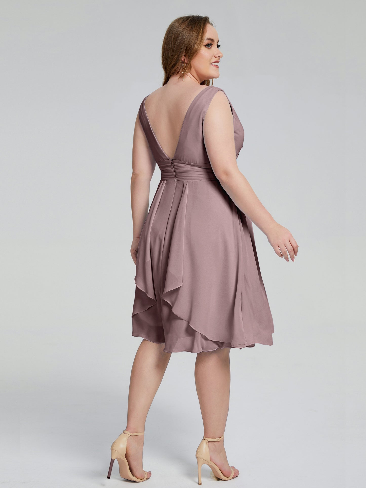 Callie V Neck Midi Mother Of The Bride Dresses With Pockets
