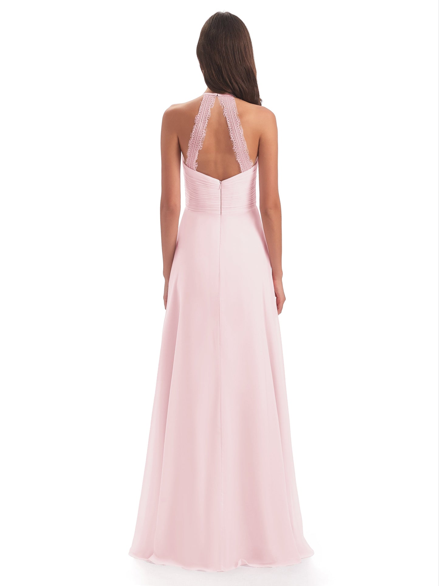 Adilynn Sheath Halter Lace Bridesmaid Dresses