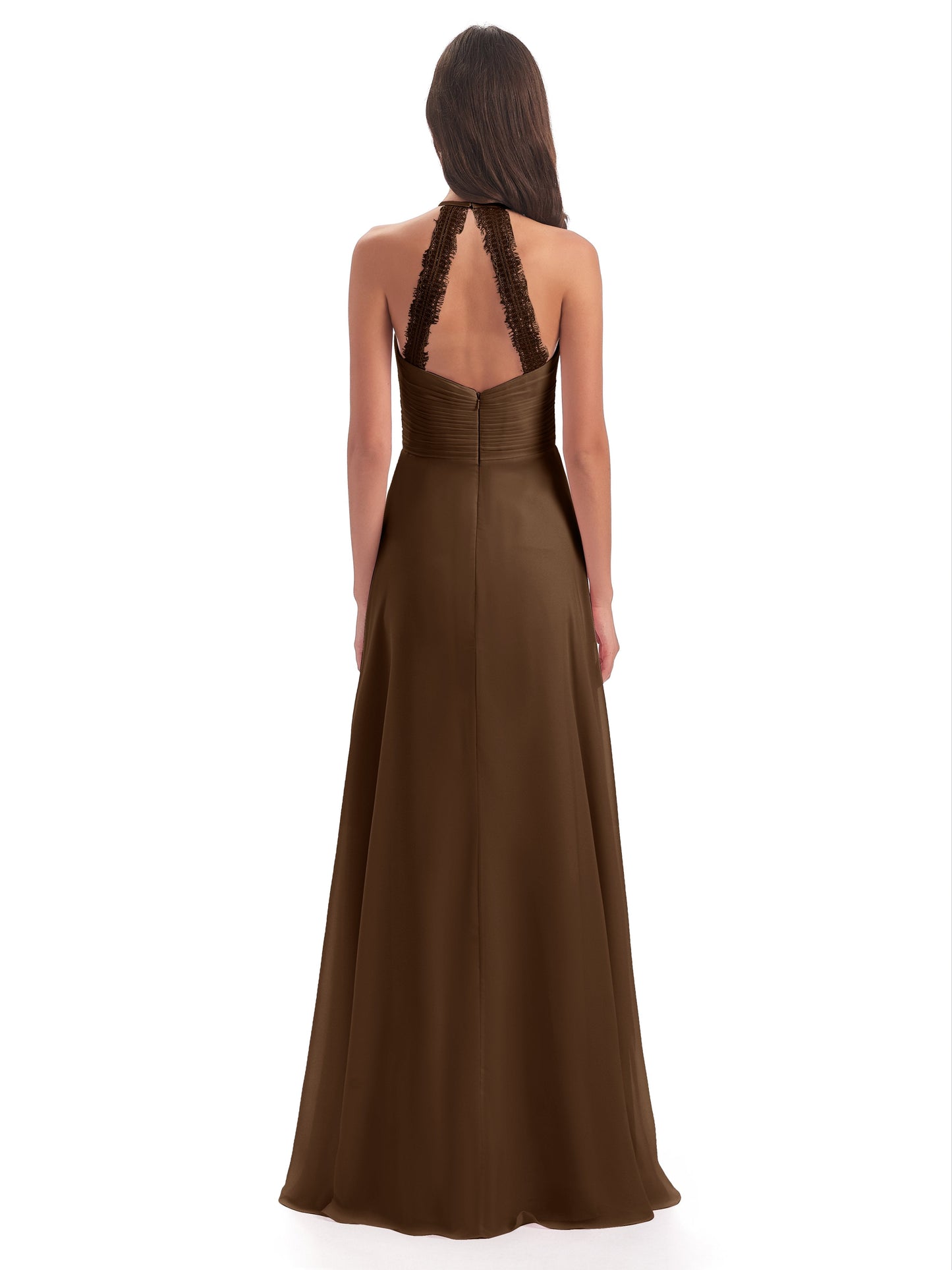 Adilynn Sheath Halter Lace Bridesmaid Dresses