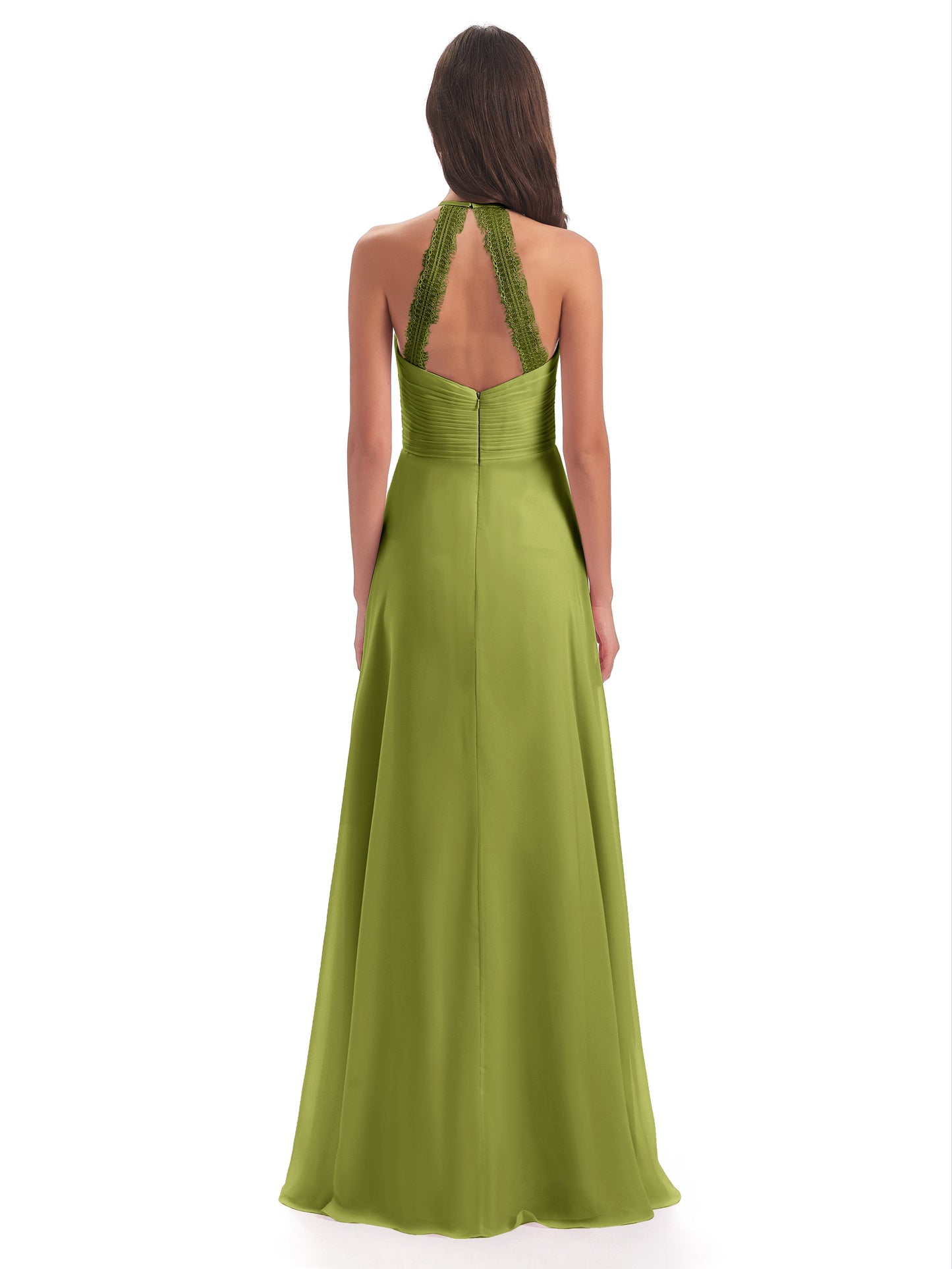 Adilynn Sheath Halter Lace Bridesmaid Dresses
