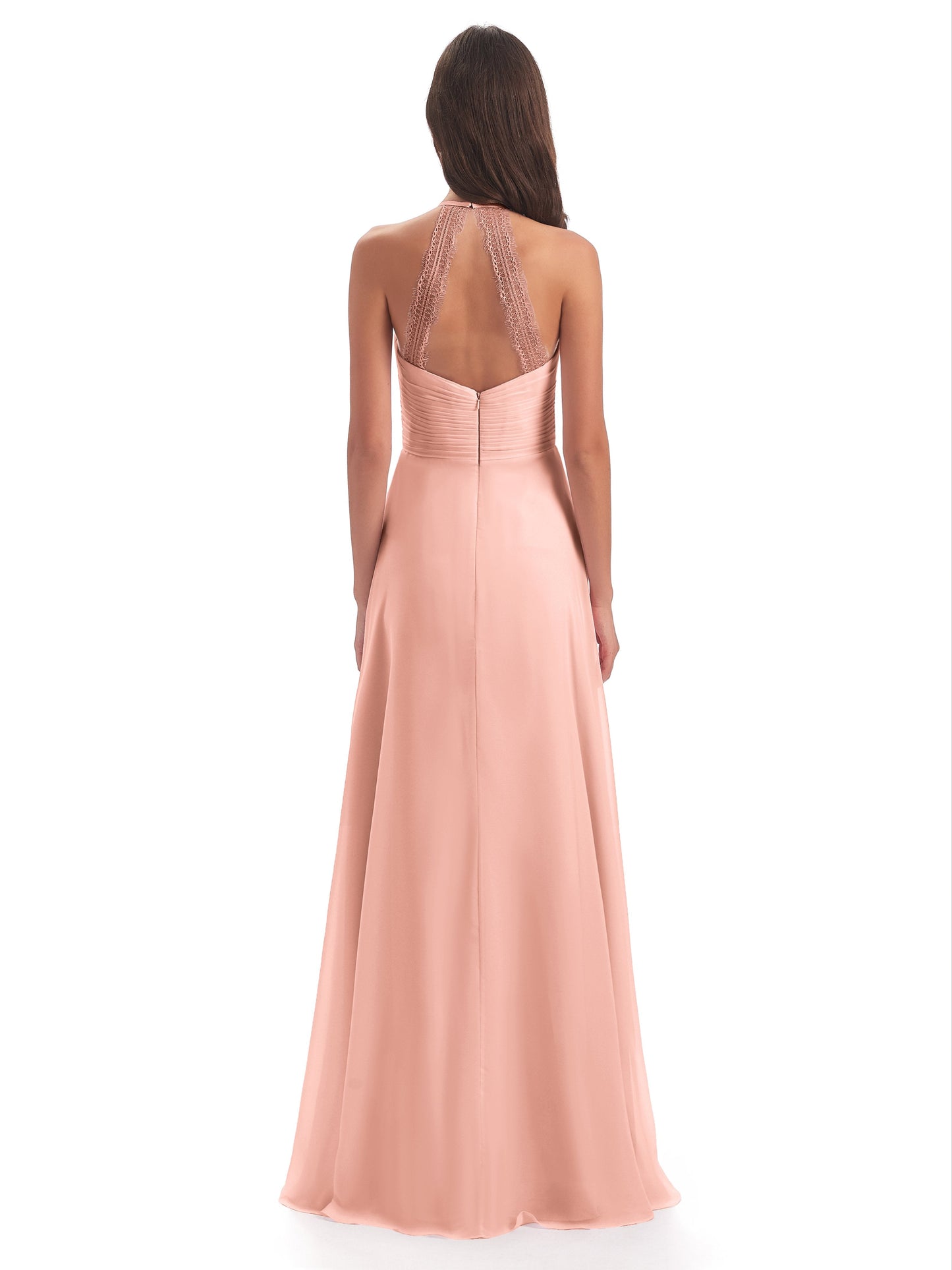 Adilynn Sheath Halter Lace Bridesmaid Dresses