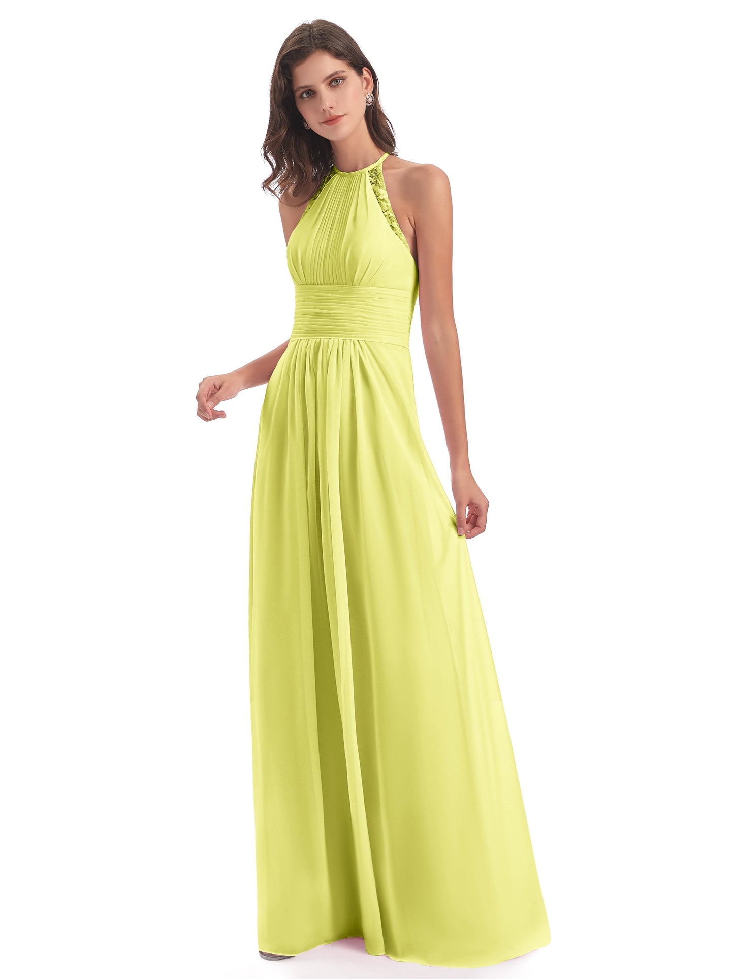 Adilynn Sheath Halter Lace Bridesmaid Dresses
