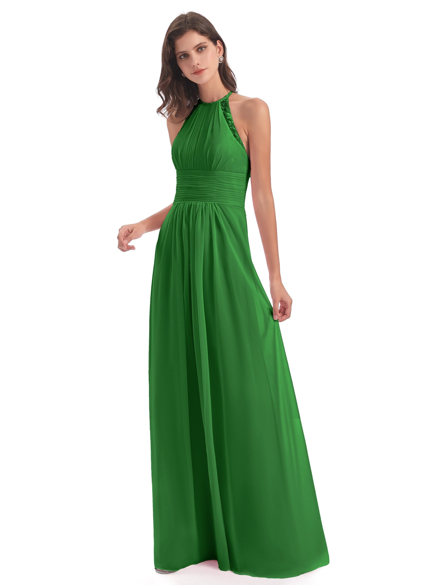 Adilynn Sheath Halter Lace Bridesmaid Dresses