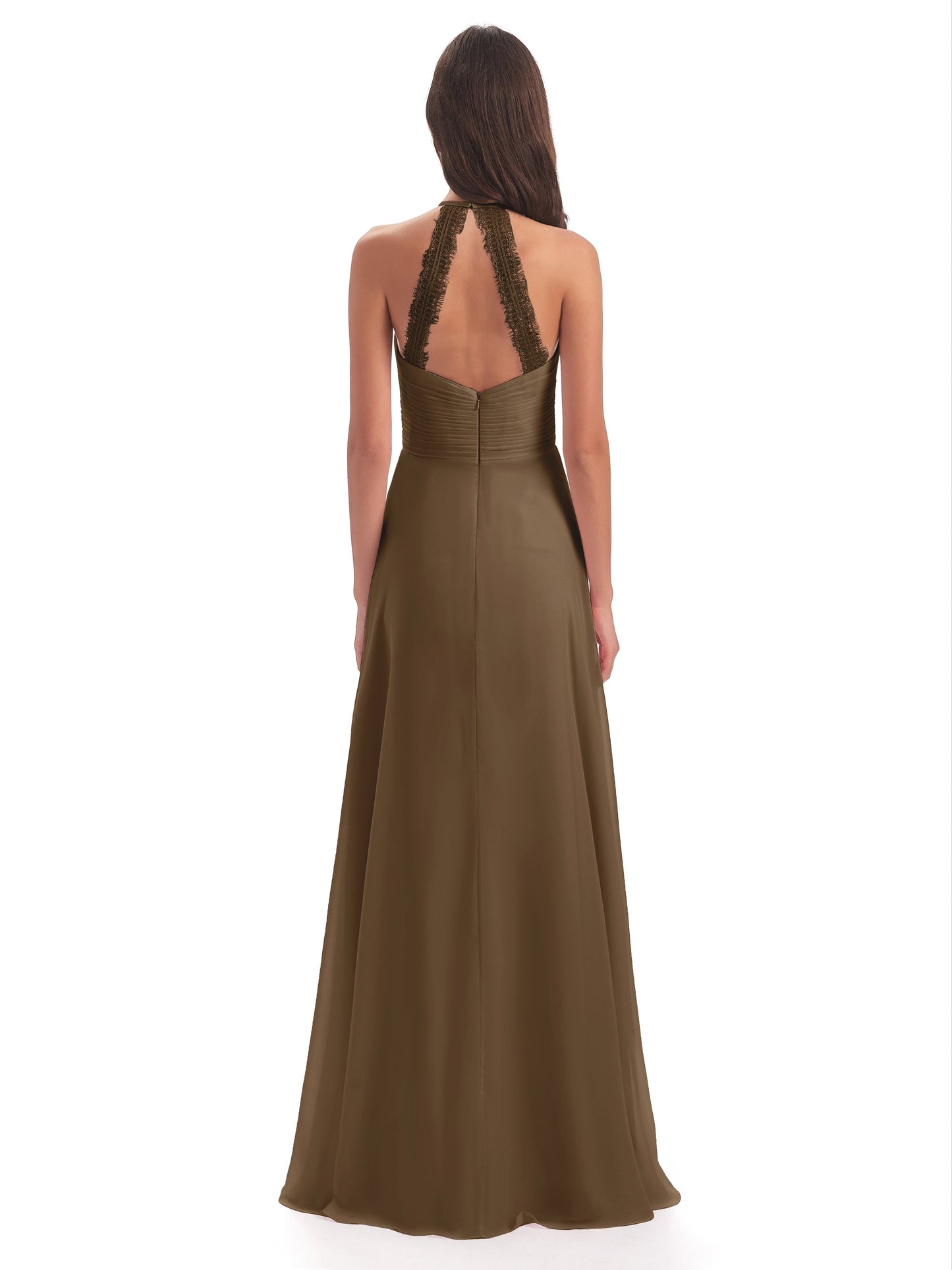 Adilynn Sheath Halter Lace Bridesmaid Dresses