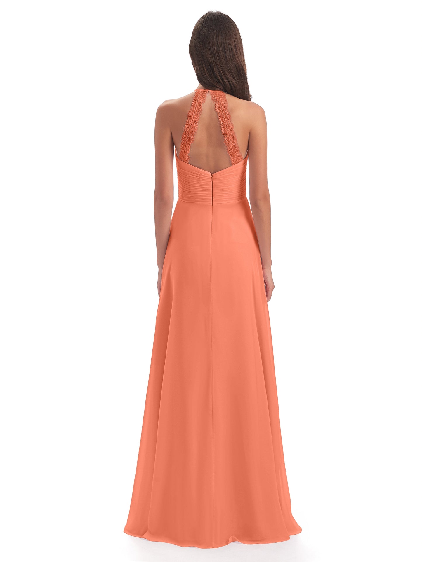 Adilynn Sheath Halter Lace Bridesmaid Dresses