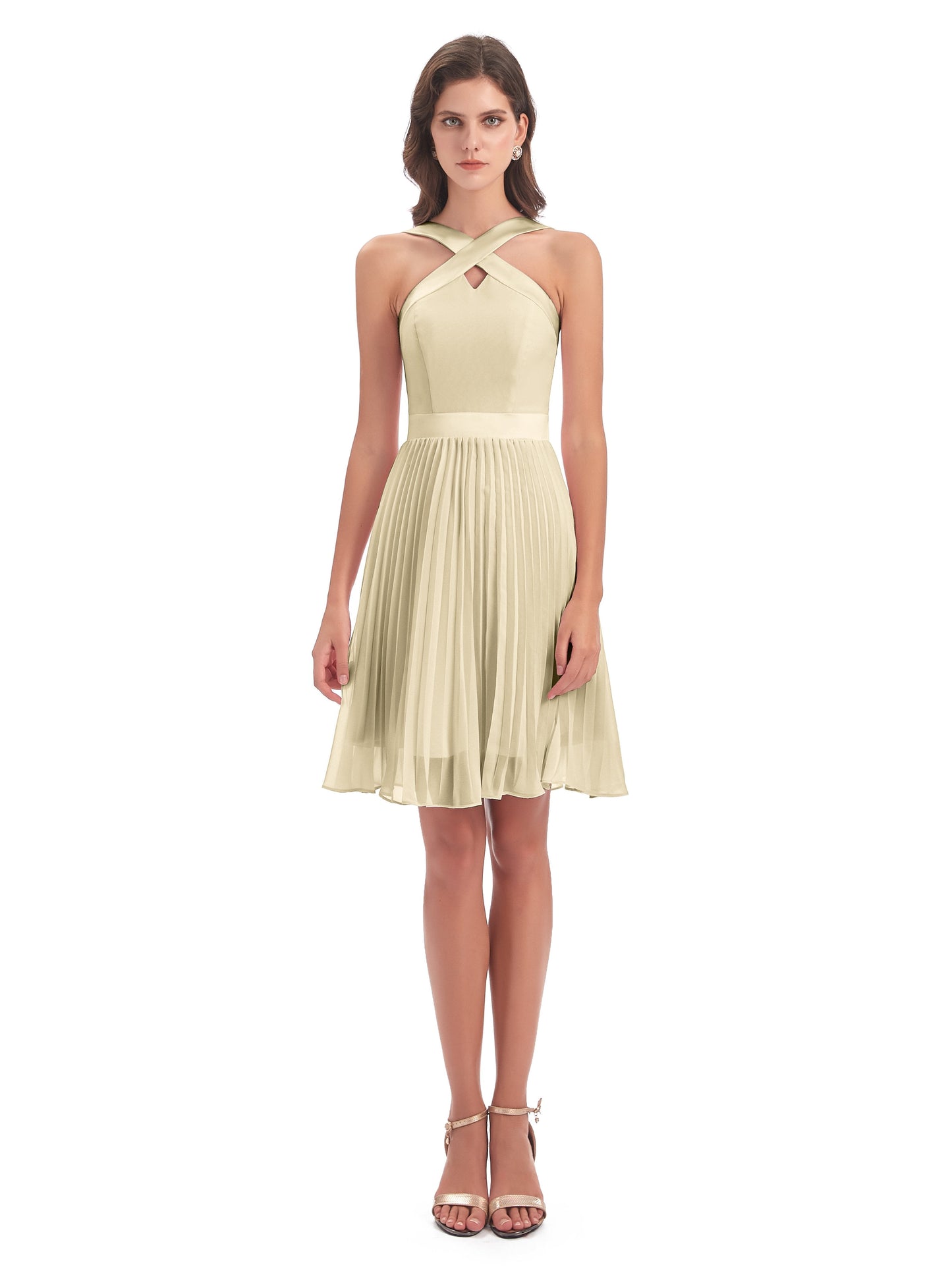 Alora Halter Chiffon Short Bridesmaid Dresses