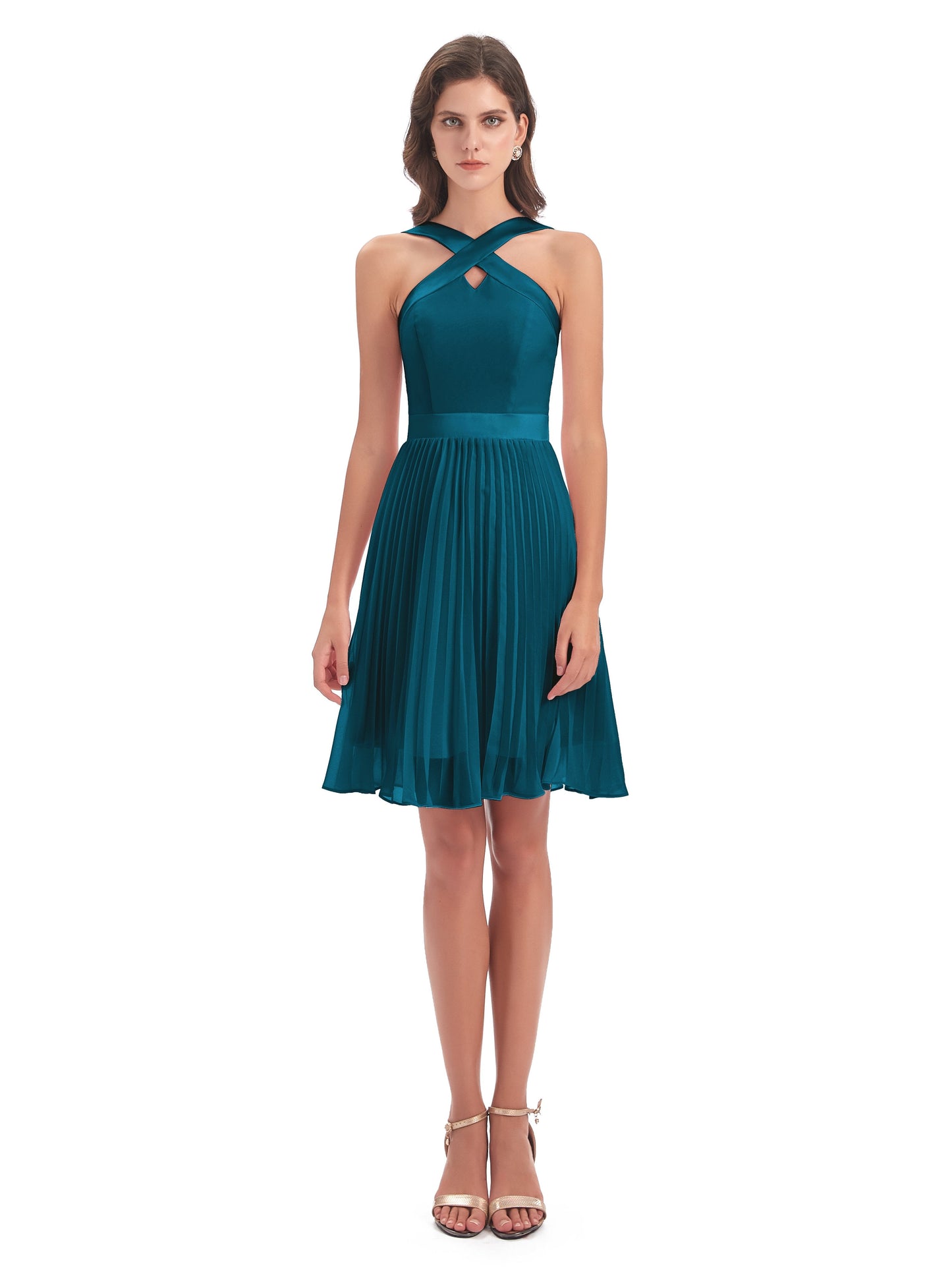 Alora Halter Chiffon Short Bridesmaid Dresses