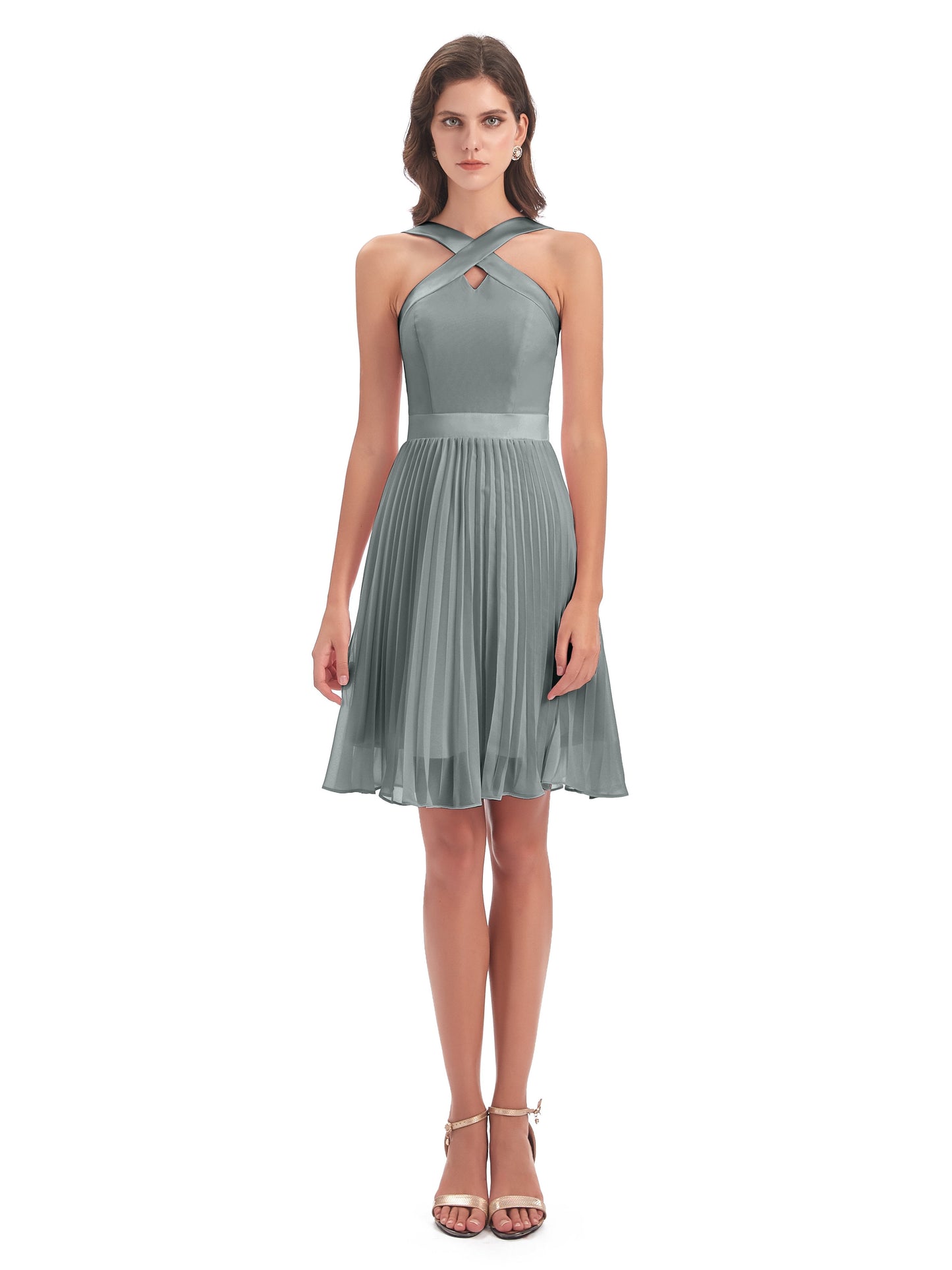 Alora Halter Chiffon Short Bridesmaid Dresses