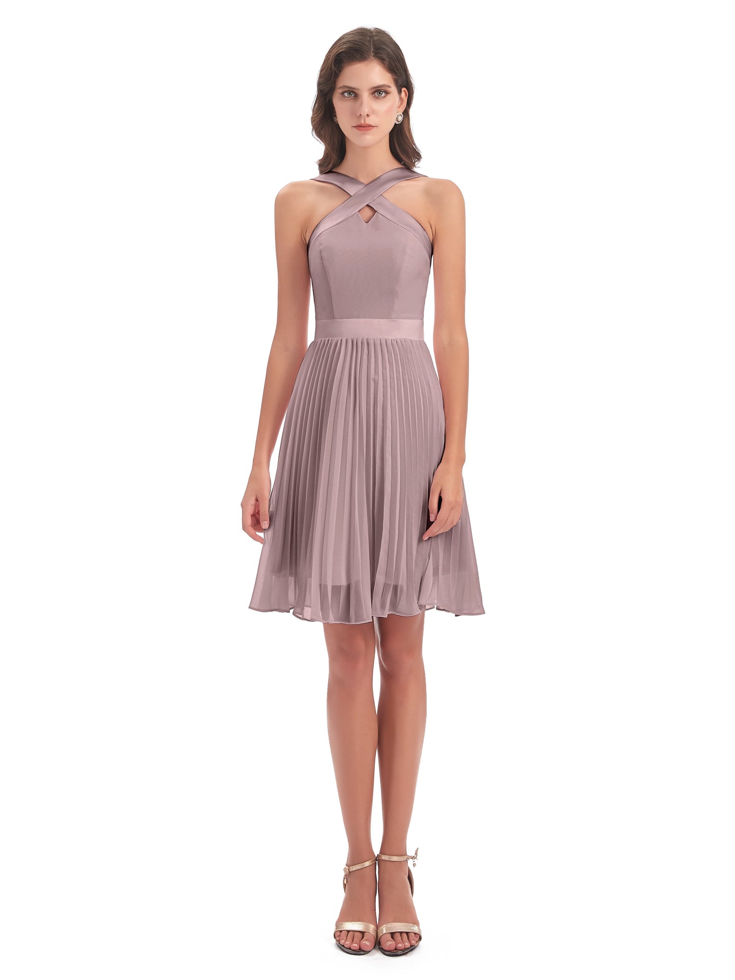 Alora Halter Chiffon Short Bridesmaid Dresses