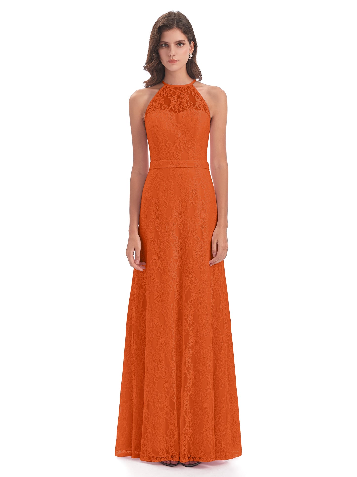 Anabelle Sheath Halter Lace Bridesmaid Dresses