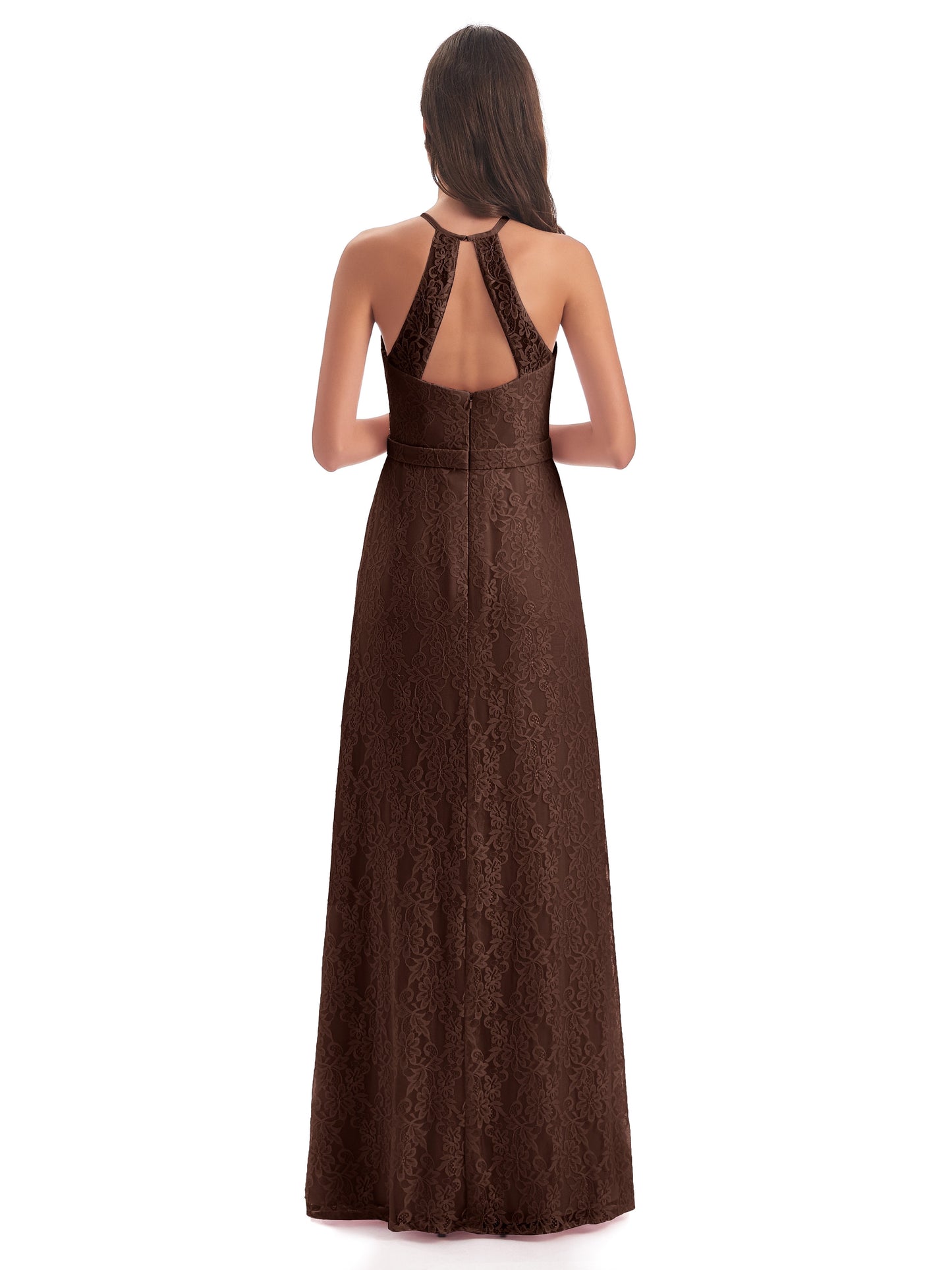 Anabelle Sheath Halter Lace Bridesmaid Dresses