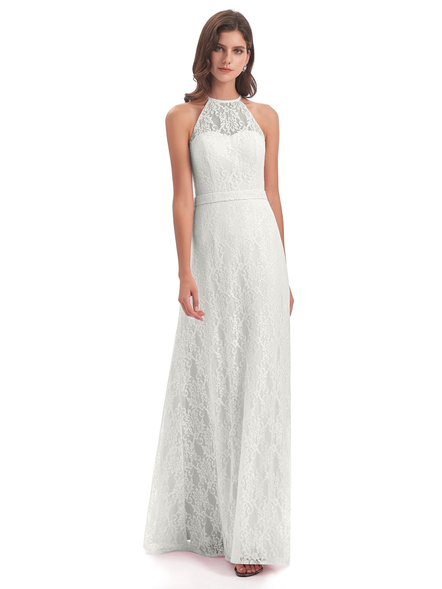 Anabelle Sheath Halter Lace Bridesmaid Dresses