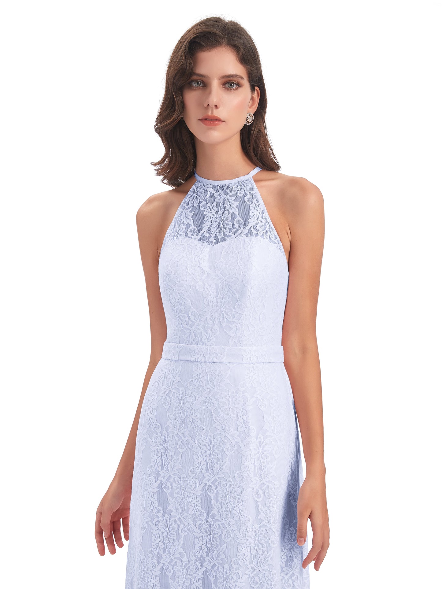 Anabelle Sheath Halter Lace Bridesmaid Dresses