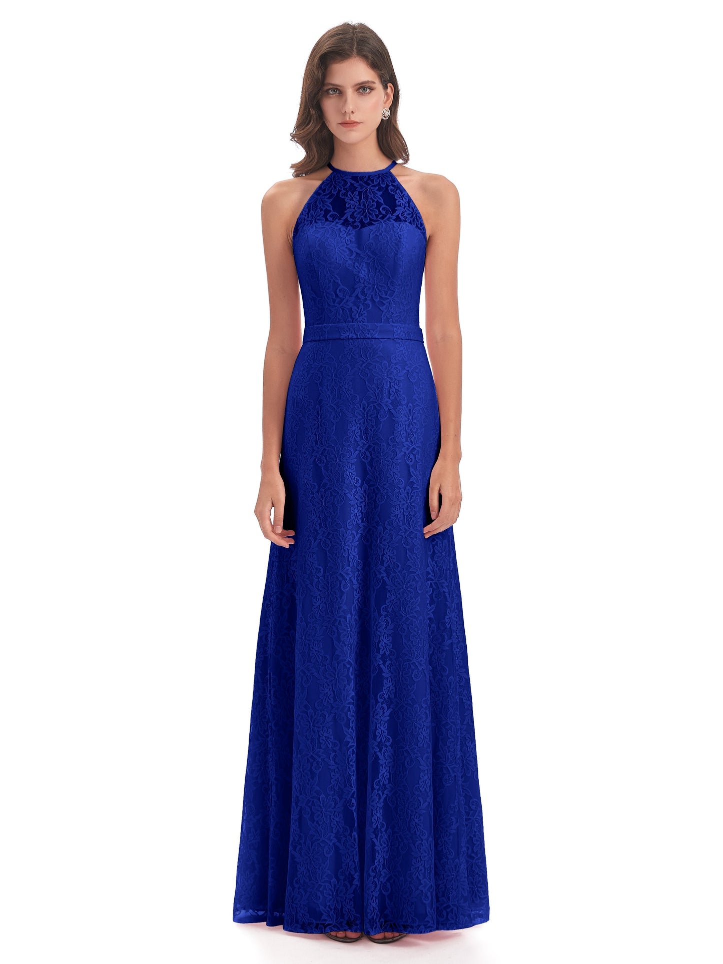 Anabelle Sheath Halter Lace Bridesmaid Dresses