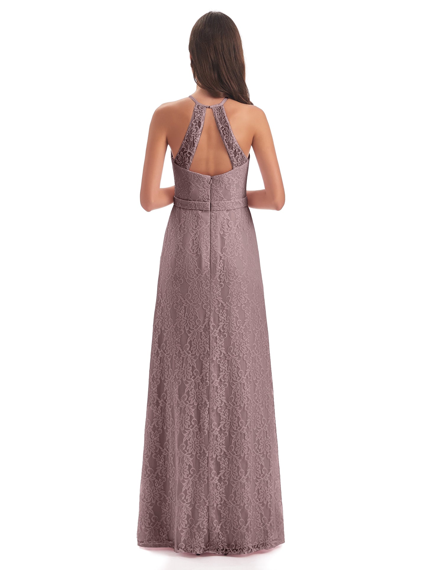 Anabelle Sheath Halter Lace Bridesmaid Dresses