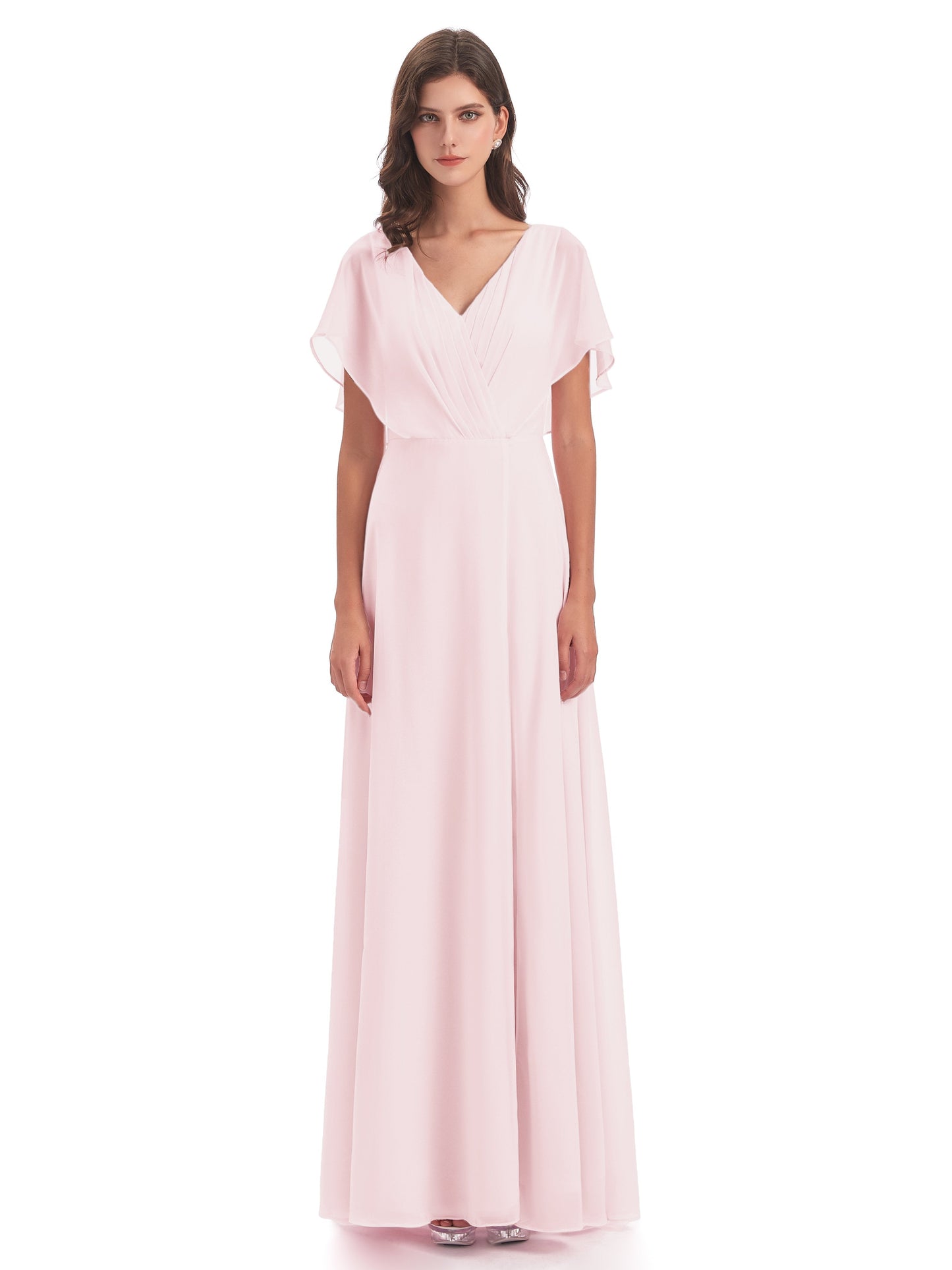 Aria V-Neck Short Sleeves Chiffon Bridesmaid Dresses