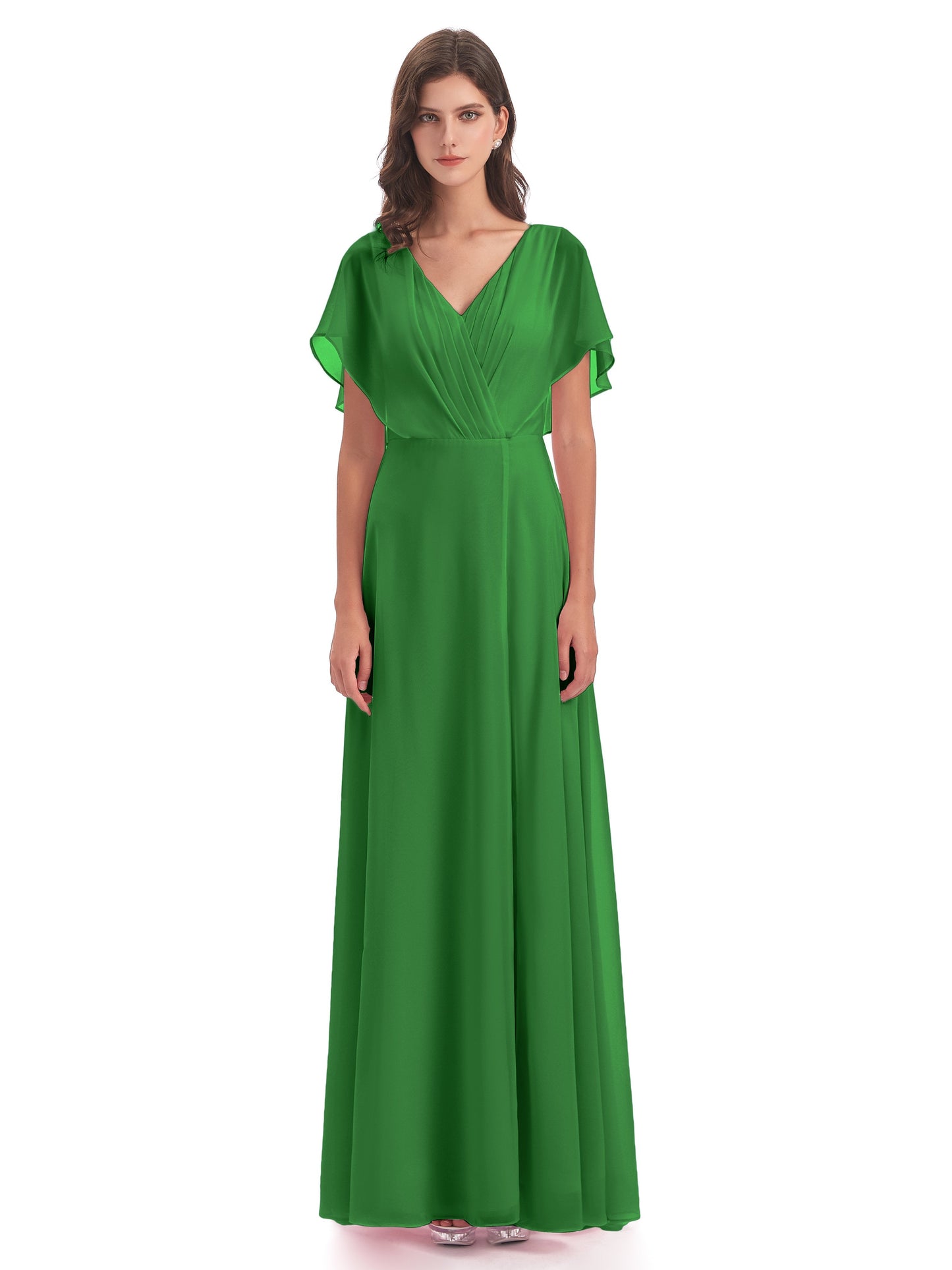 Aria V-Neck Short Sleeves Chiffon Bridesmaid Dresses