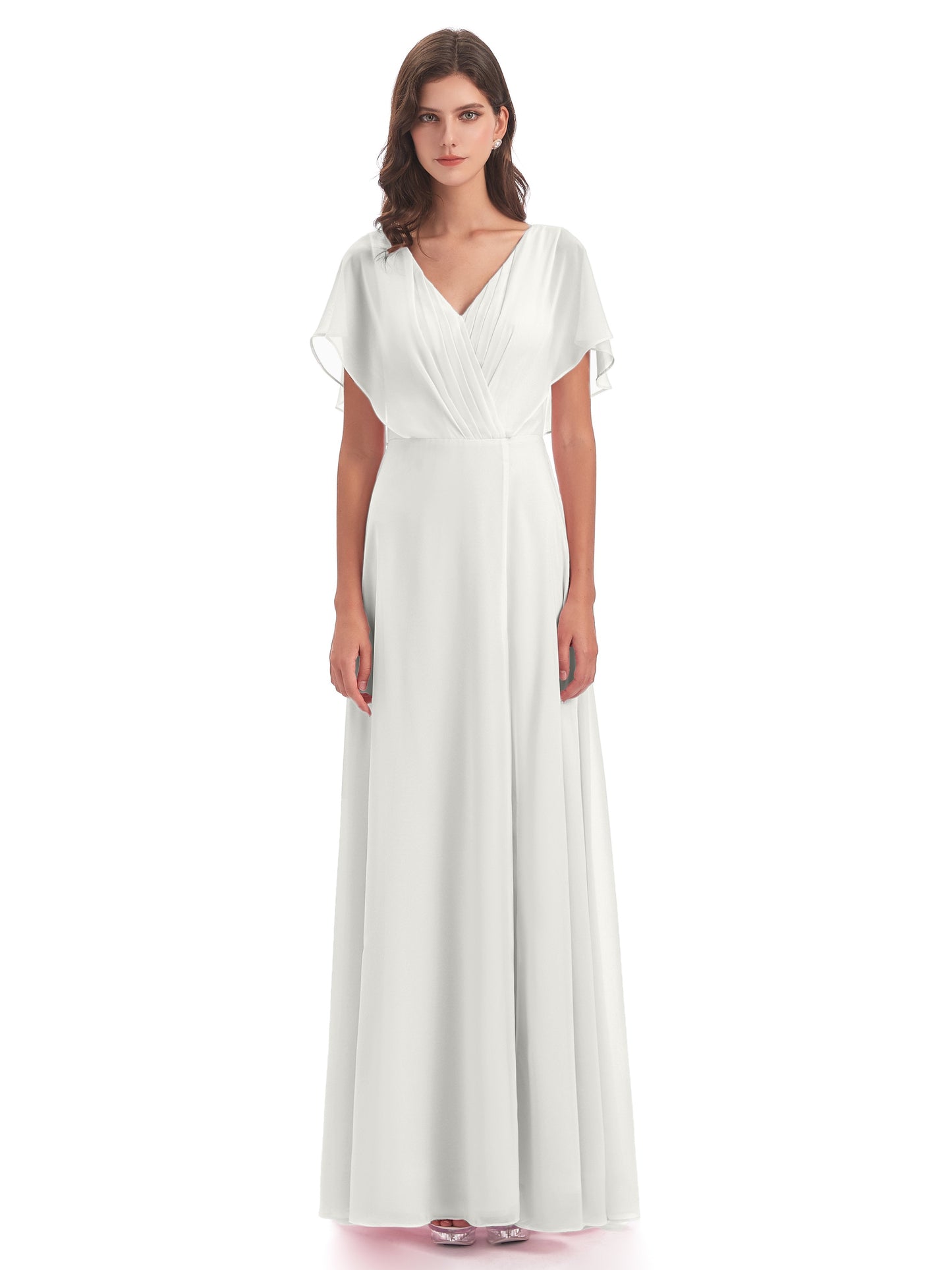 Aria V-Neck Short Sleeves Chiffon Bridesmaid Dresses