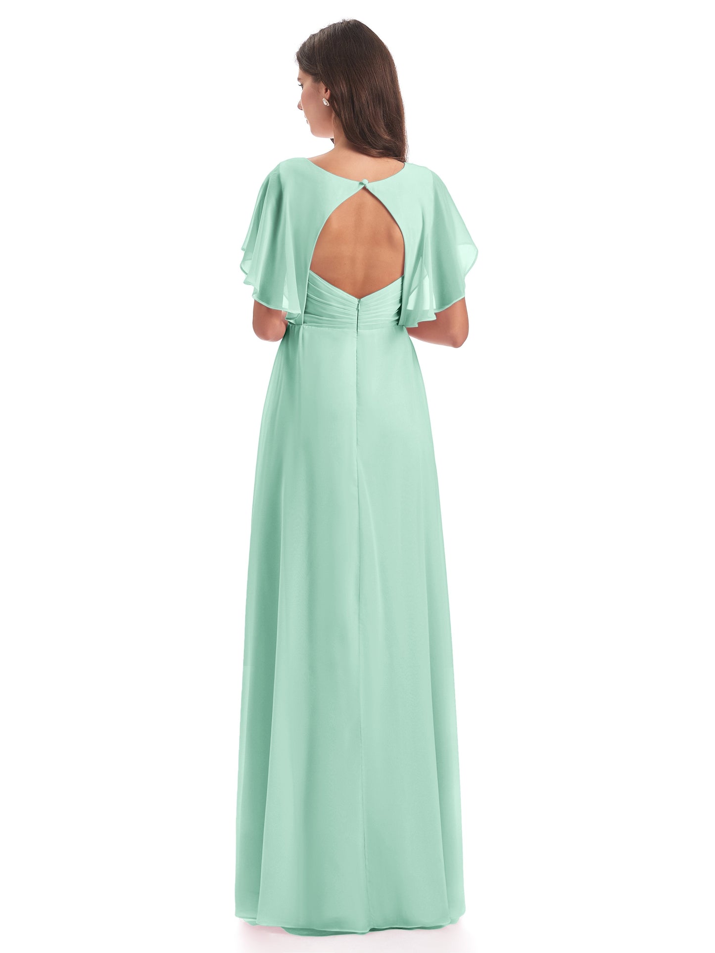 Aria V-Neck Short Sleeves Chiffon Bridesmaid Dresses