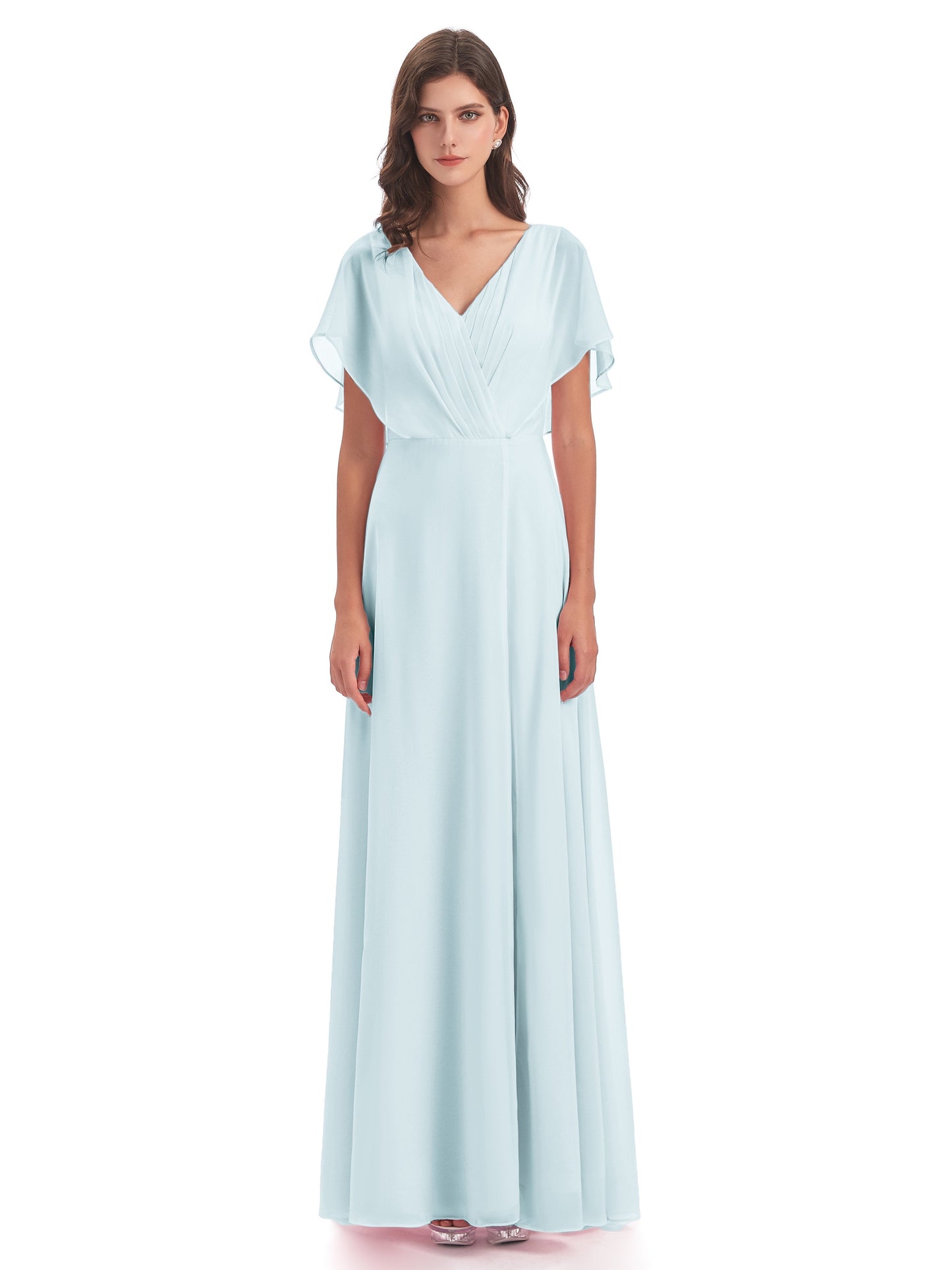Aria V-Neck Short Sleeves Chiffon Bridesmaid Dresses