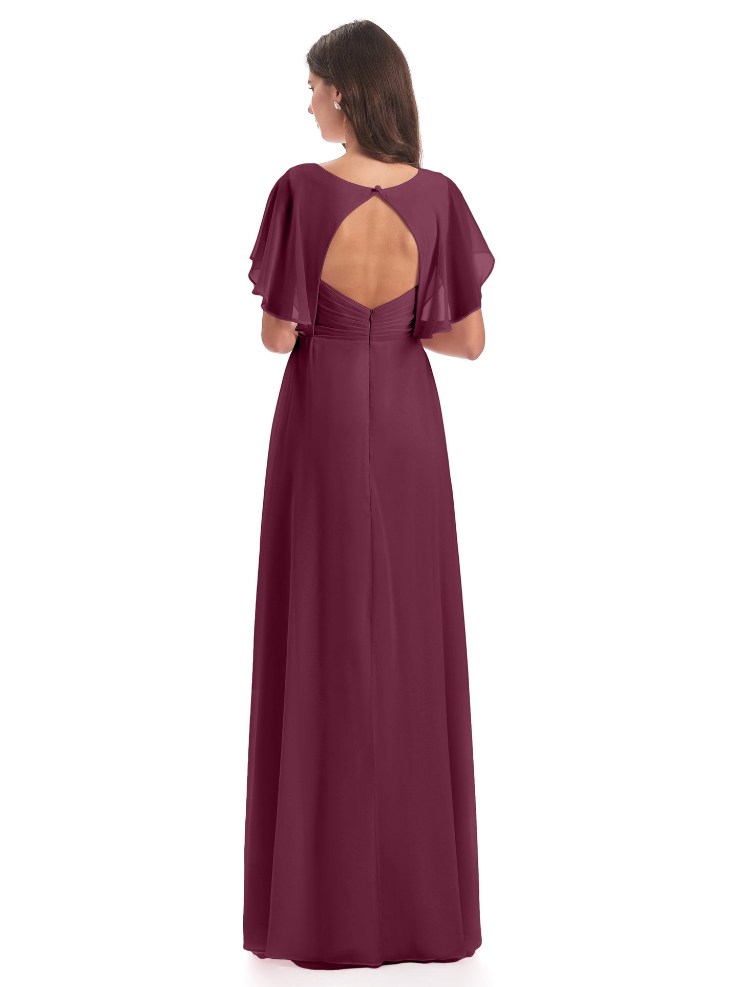 Aria V-Neck Short Sleeves Chiffon Bridesmaid Dresses