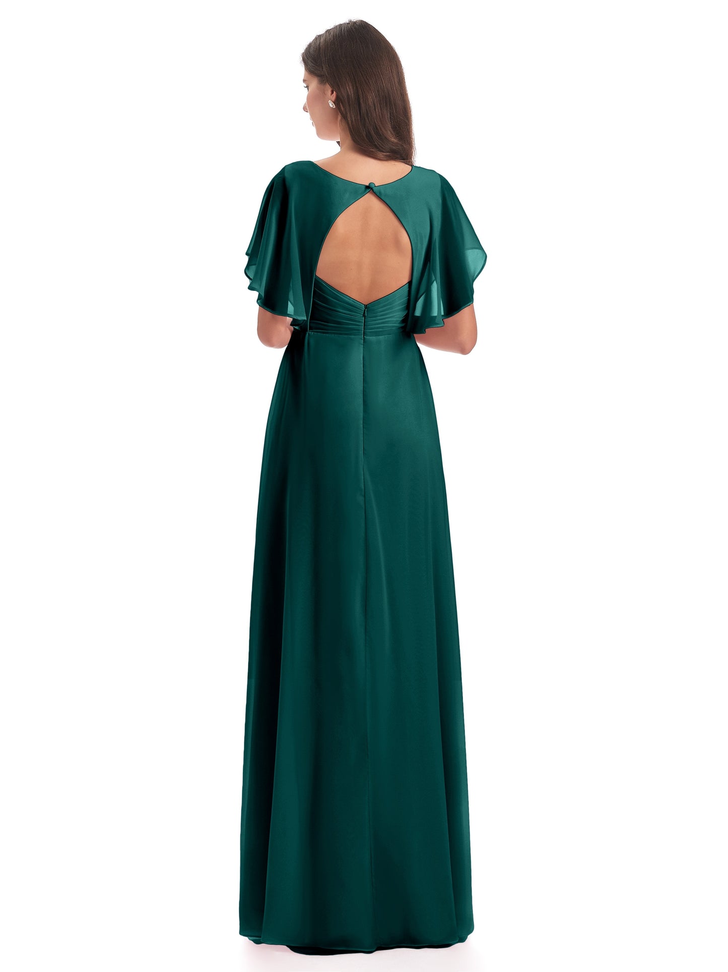 Aria V-Neck Short Sleeves Chiffon Bridesmaid Dresses