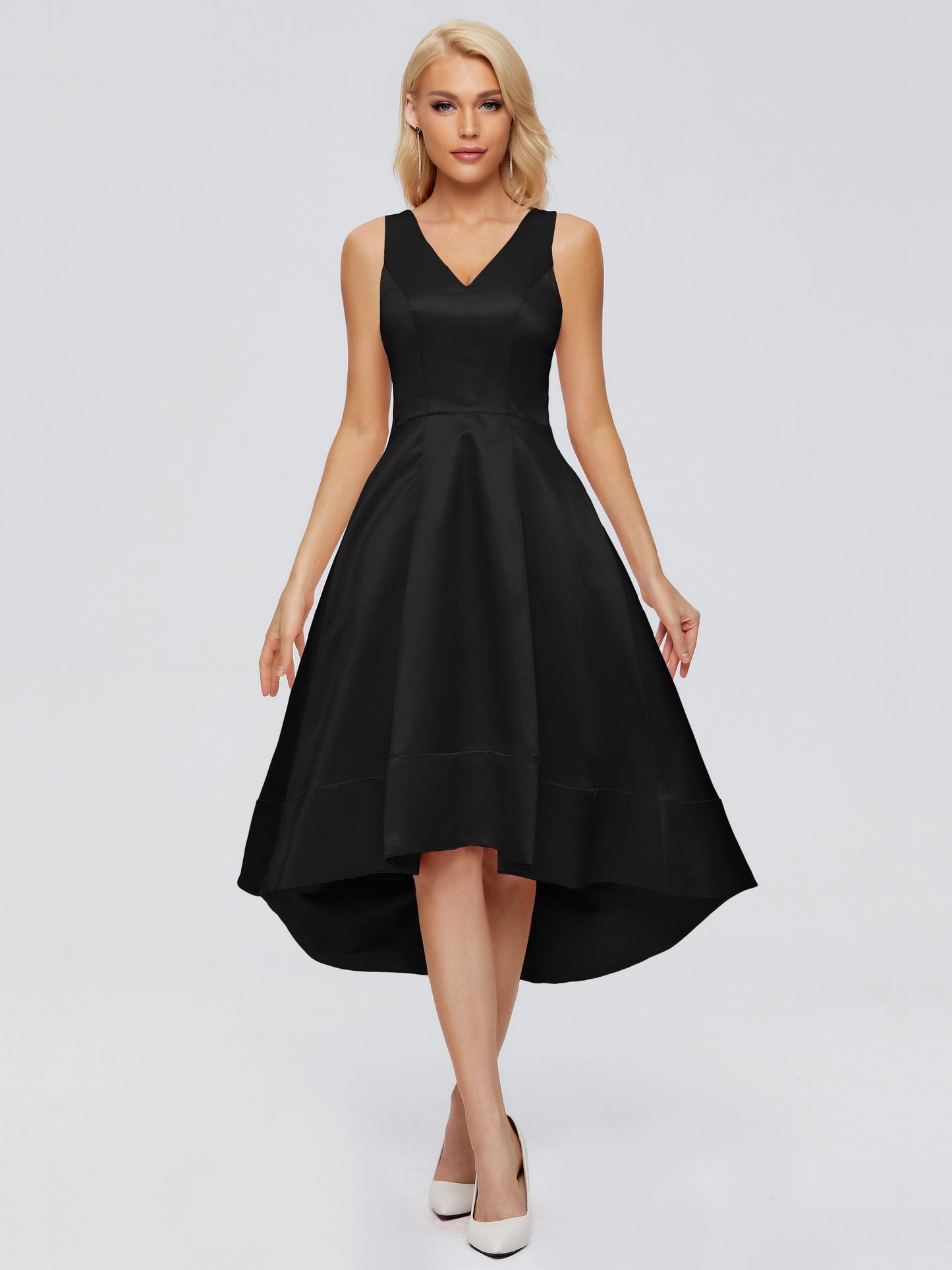 Ashley Straps Knee-length Satin Bridesmaid Dress
