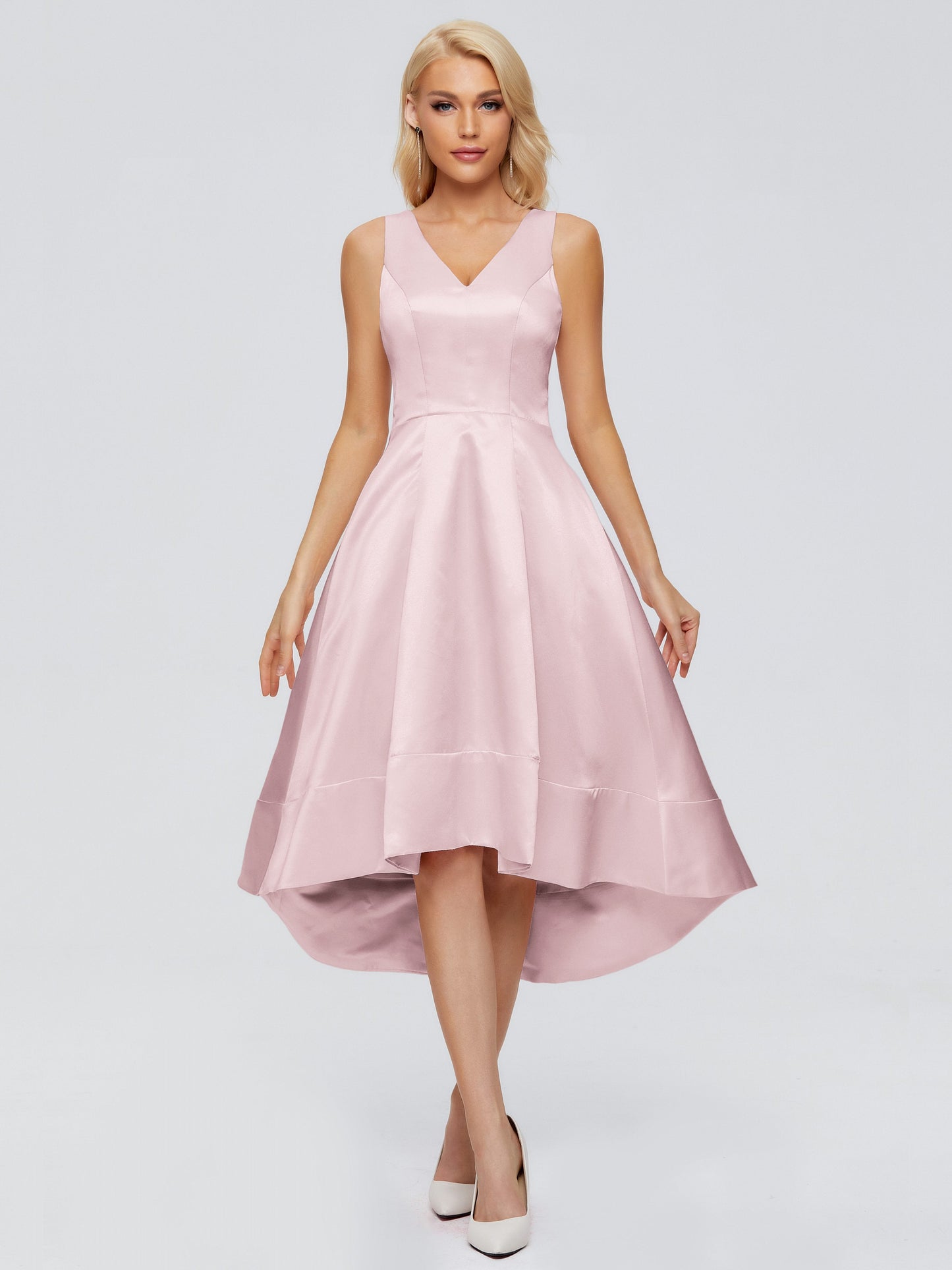 Ashley Straps Knee-length Satin Bridesmaid Dress