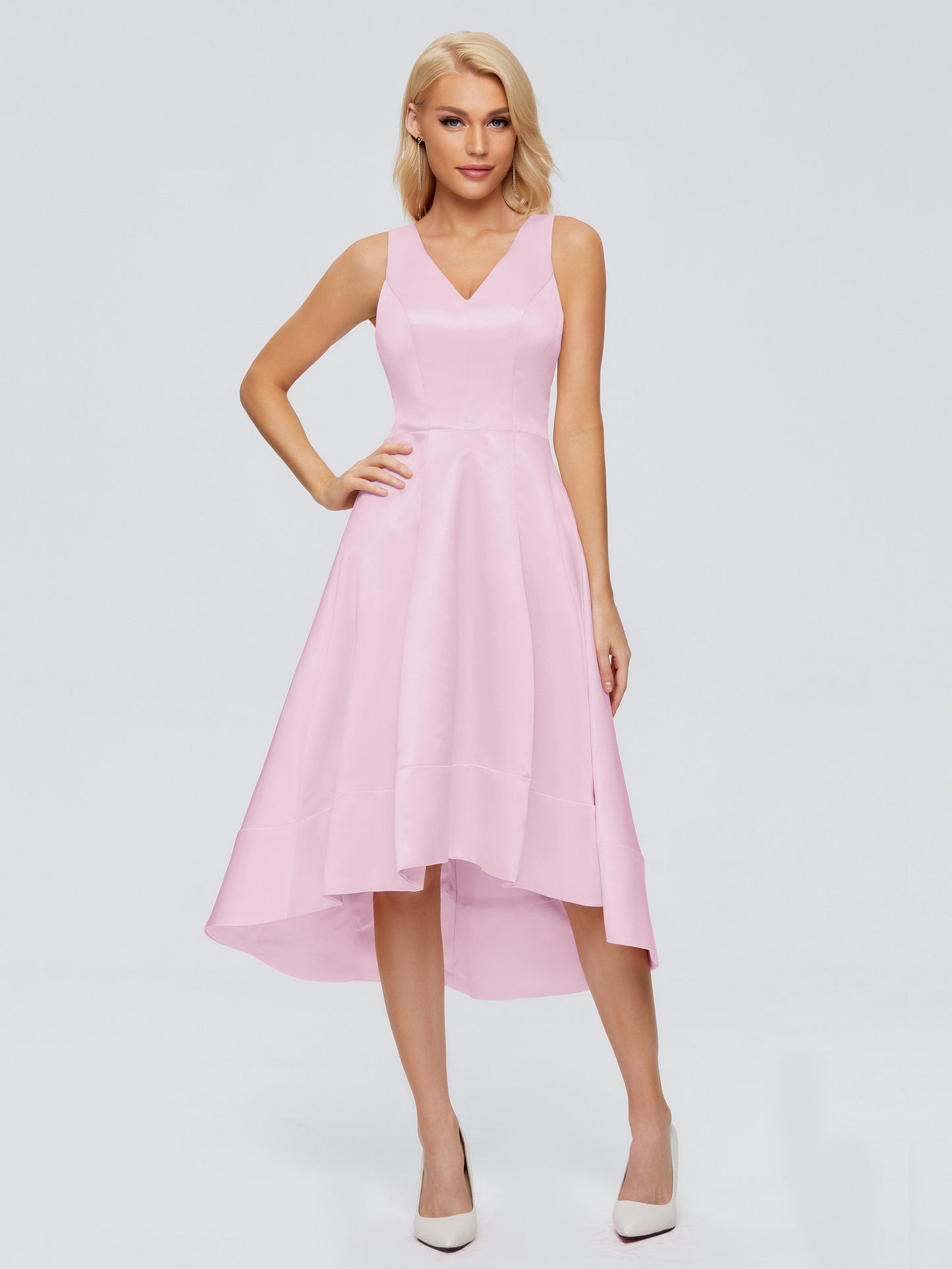 Ashley Straps Knee-length Satin Bridesmaid Dress