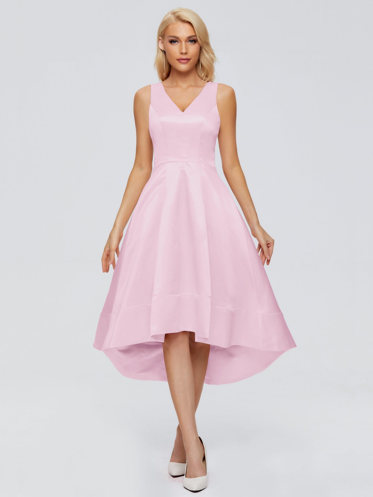Ashley Straps Knee-length Satin Bridesmaid Dress