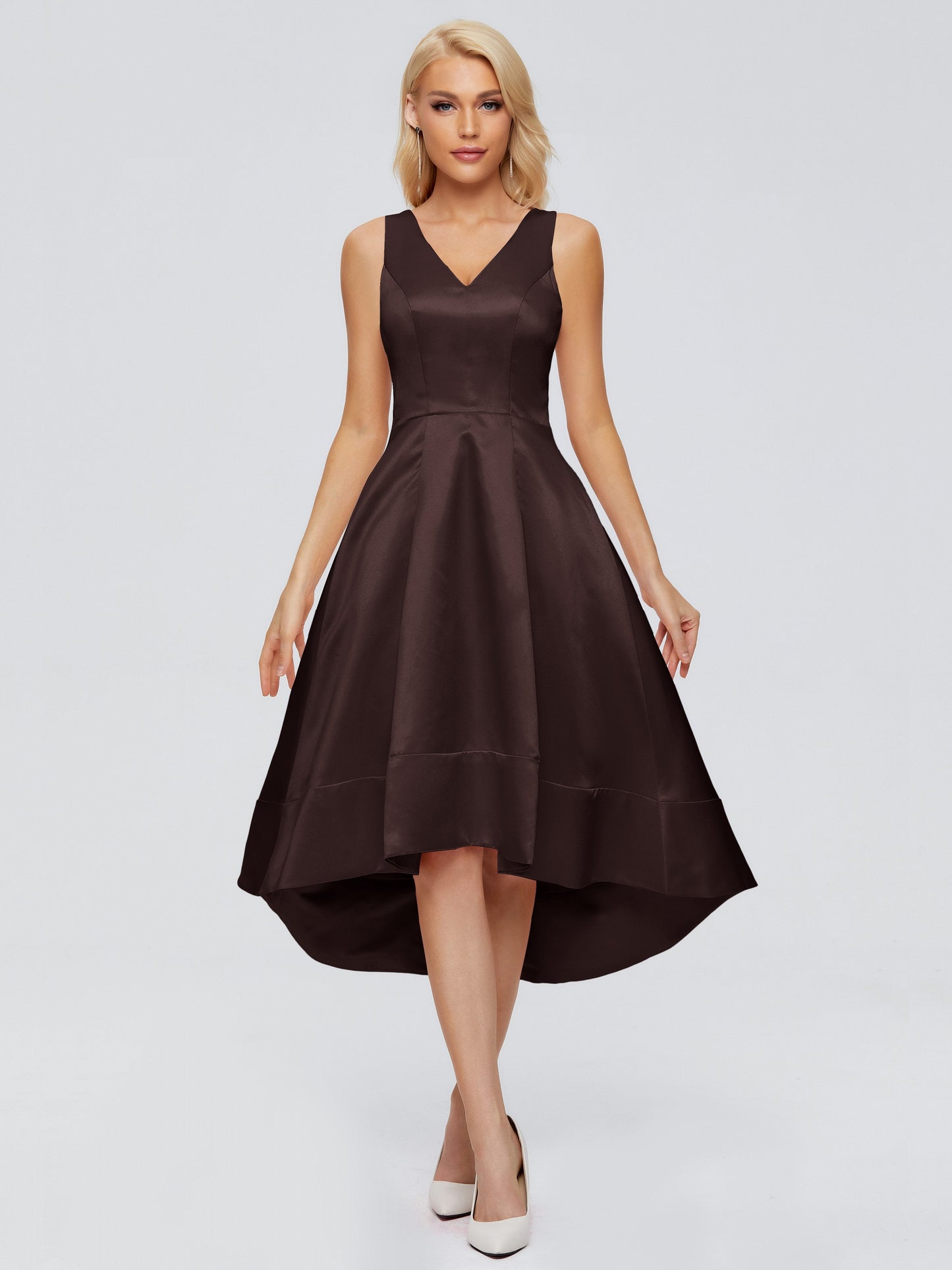 Ashley Straps Knee-length Satin Bridesmaid Dress
